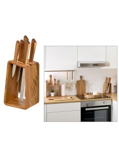 Ceppo con 5 coltelli in acciaio inox e manico in acacia | Shopincasa