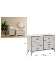 CASSETTIERA 193649 GRANITE 6 CASSETTI 104X39CM H72,5CM MDF/METALLO GRI