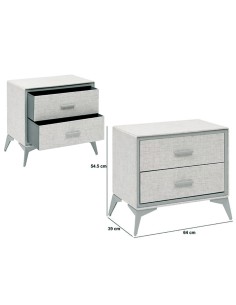 CASSETTIERA 193648 GRANITE 2 CASSETTI 64X39CM H54,5CM MDF/METALLO GRIG