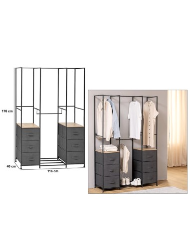 GUARDAROBA 193595 TISSA 6 CASSETTI 116X40CM H176CM MDF/METALLO