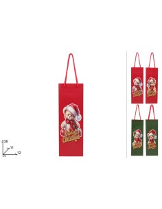 BUSTA REGALO ORSETTO NATALIZIO 36X12X11CM ASSORTITO