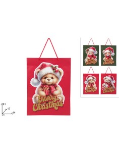 BUSTA REGALO ORSETTO NATALIZIO 61X44X17CM ASSORTITO