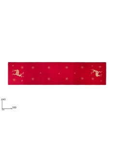 RUNNER TESSUTO ROSSO 40X180CM CON DECORO RENNA ORO