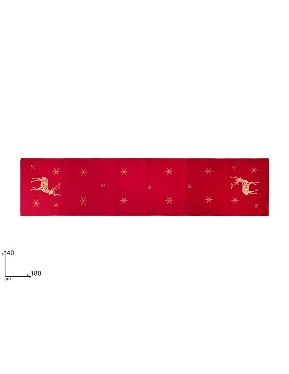 RUNNER TESSUTO ROSSO 40X180CM CON DECORO RENNA ORO