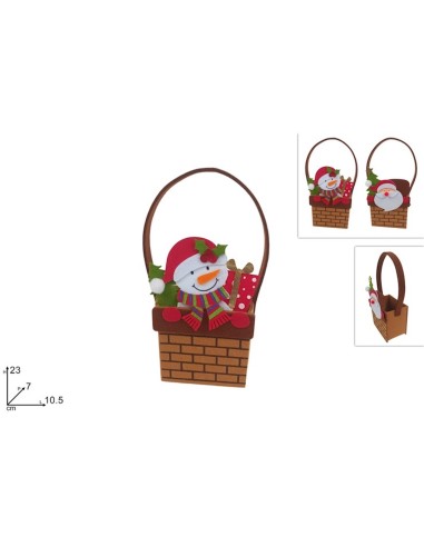 CESTINO FELTRO BABBO NATALE\PUPAZZO DI NEVE ASSORTITO