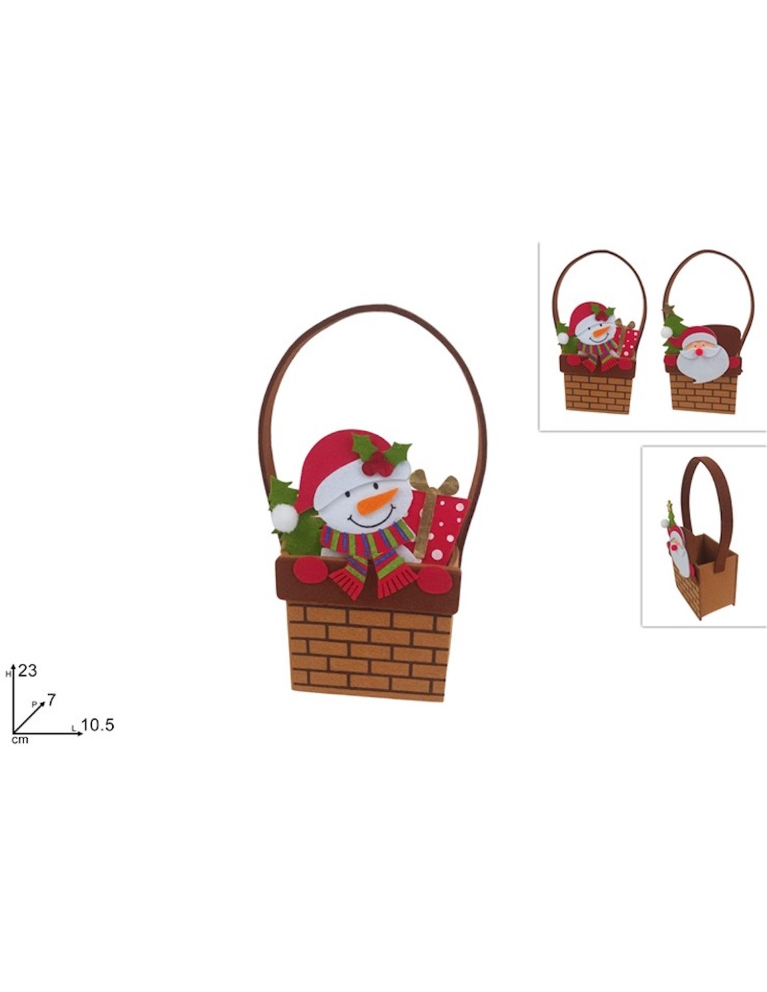 CESTINO FELTRO BABBO NATALE\PUPAZZO DI NEVE ASSORTITO