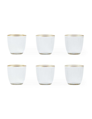 SET 6 BICCHIERI VETRO TRASPARENTE/ORO 240ML