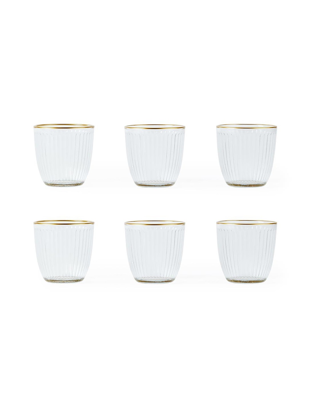 SET 6 BICCHIERI VETRO TRASPARENTE/ORO 240ML