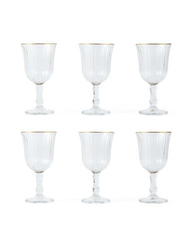 SET 6 CALICI VETRO TRASPARENTE/ORO 295ML