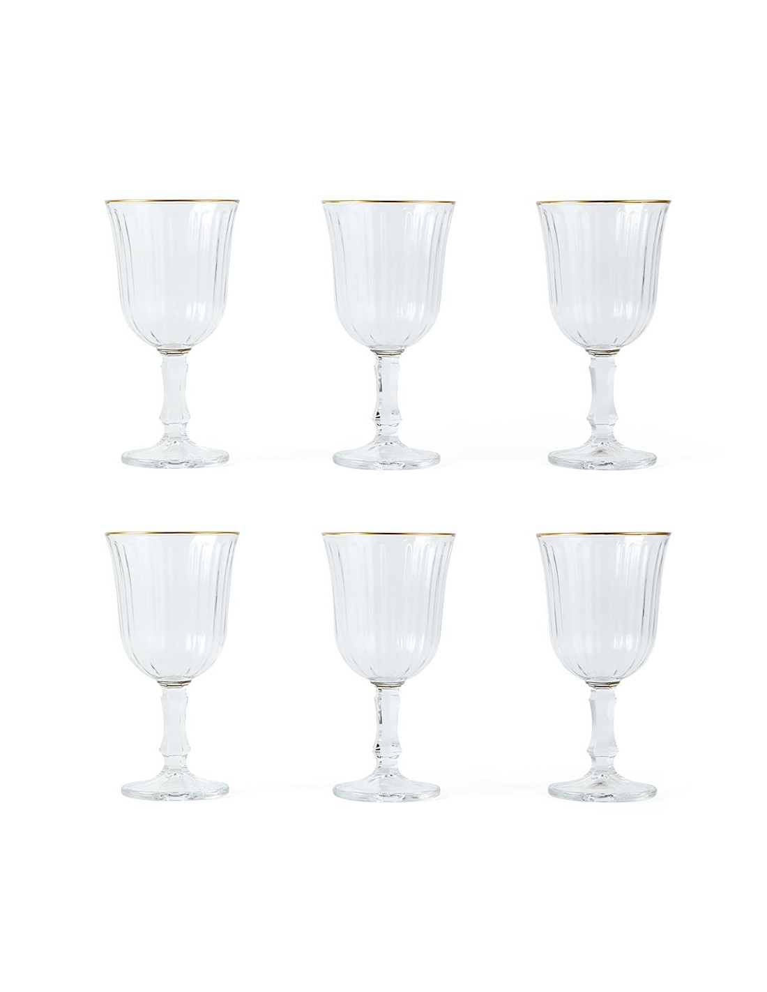 SET 6 CALICI VETRO TRASPARENTE/ORO 295ML