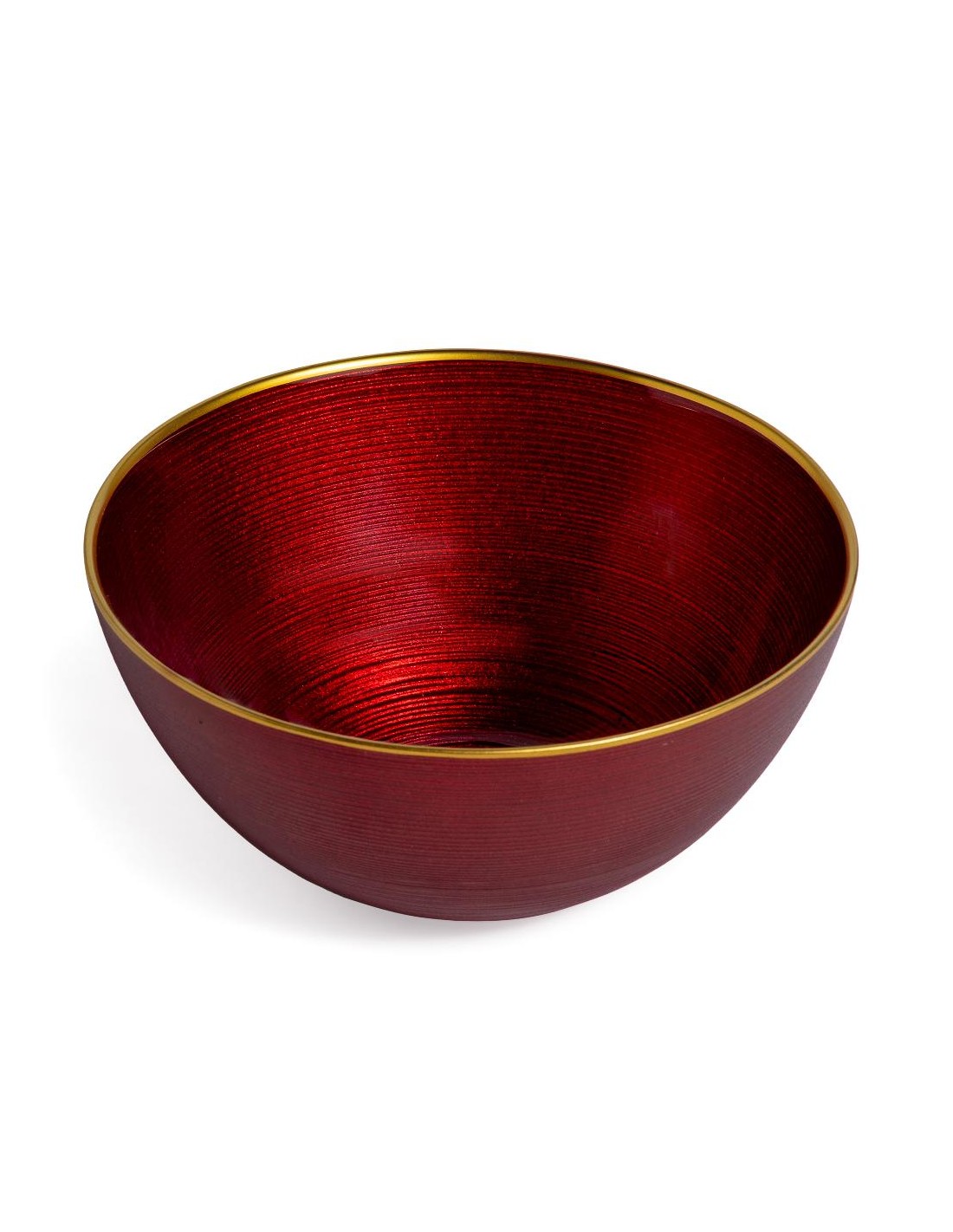 CIOTOLA TONDA VETRO ROSSO/ORO 15CM