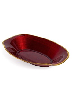 PIATTO OVALE VETRO ROSSO/ORO 32CM
