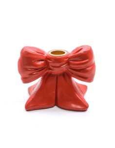 PORTACANDELA FIOCCO ROSSO 12,5X8X9CM POLIRESINA