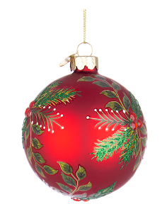SFERE E PENDAGLI: vendita online Sfera di Natale Leafage Vetro 8cm Rosso – La Magia di Natale a casa tua in offerta