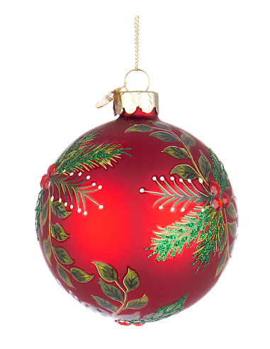 SFERA LEAFAGE 8CM VETRO ROSSO