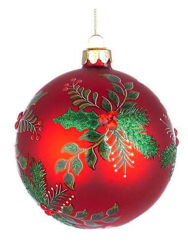 SFERE E PENDAGLI: vendita online Sfera di Natale Leafage Vetro 10cm Rosso – La Magia di Natale a casa tua in offerta