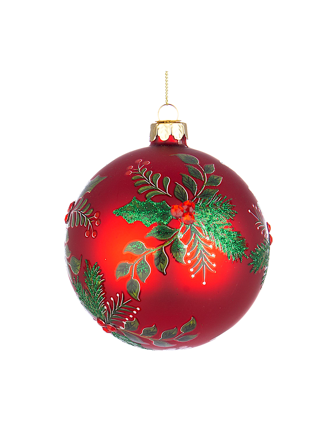 SFERA LEAFAGE 10CM VETRO ROSSO