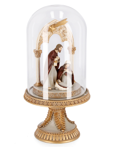 NATIVITA'KAROLYN 3 FIGURE IN CAMPANA VETRO 14X29CM