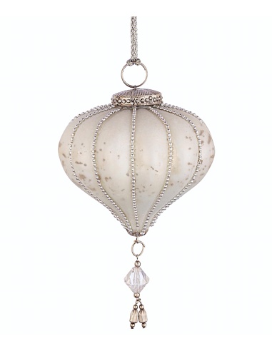 SFERE E PENDAGLI: vendita online Pendaglio Valiant trottola bianco opaco Ø9,5cm in vetro e metallo, decorazione natalizia ele...