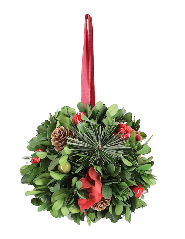 SFERE E PENDAGLI: vendita online Decorazione sferica Antea verde con bacche Ø12cm, addobbo natalizio elegante, palla decorati...