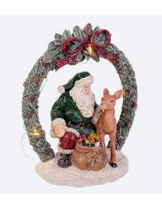 OGGETTISTICA NATALE: vendita online Babbo Tyson verde con corona C-LED H22,5cm, statuina natalizia luminosa in poliresina in ...