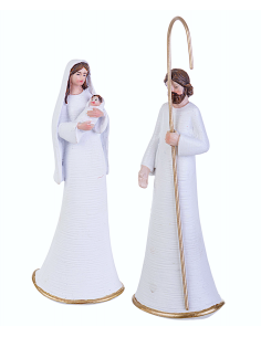 OGGETTISTICA NATALE: vendita online Natività Celine bianca H13cm in poliresina, statuina Sacra Famiglia elegante, presepe nat...