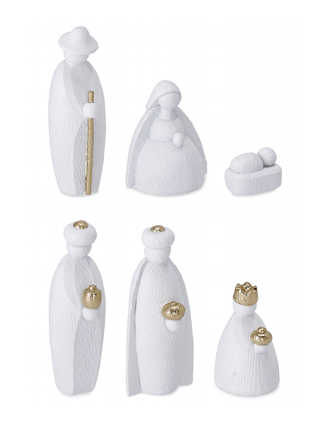 OGGETTISTICA NATALE: vendita online Natività Rory bianca 6 figure in resina 38x18x7,5h, Sacra Famiglia elegante, presepe raff...