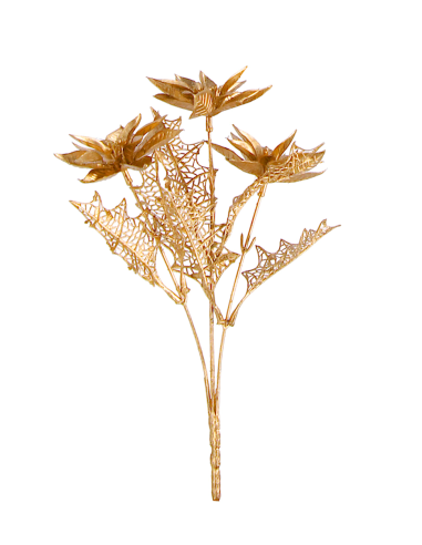 PICK: vendita online Pick Howell poinsettia oro di Natale H33cm con 3 fiori decorativi, ramo elegante in PE e fil di ferro in...