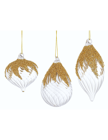SFERE E PENDAGLI: vendita online Pendaglio Vortex trasparente in vetro assortito, decorazioni natalizie eleganti, addobbi lum...