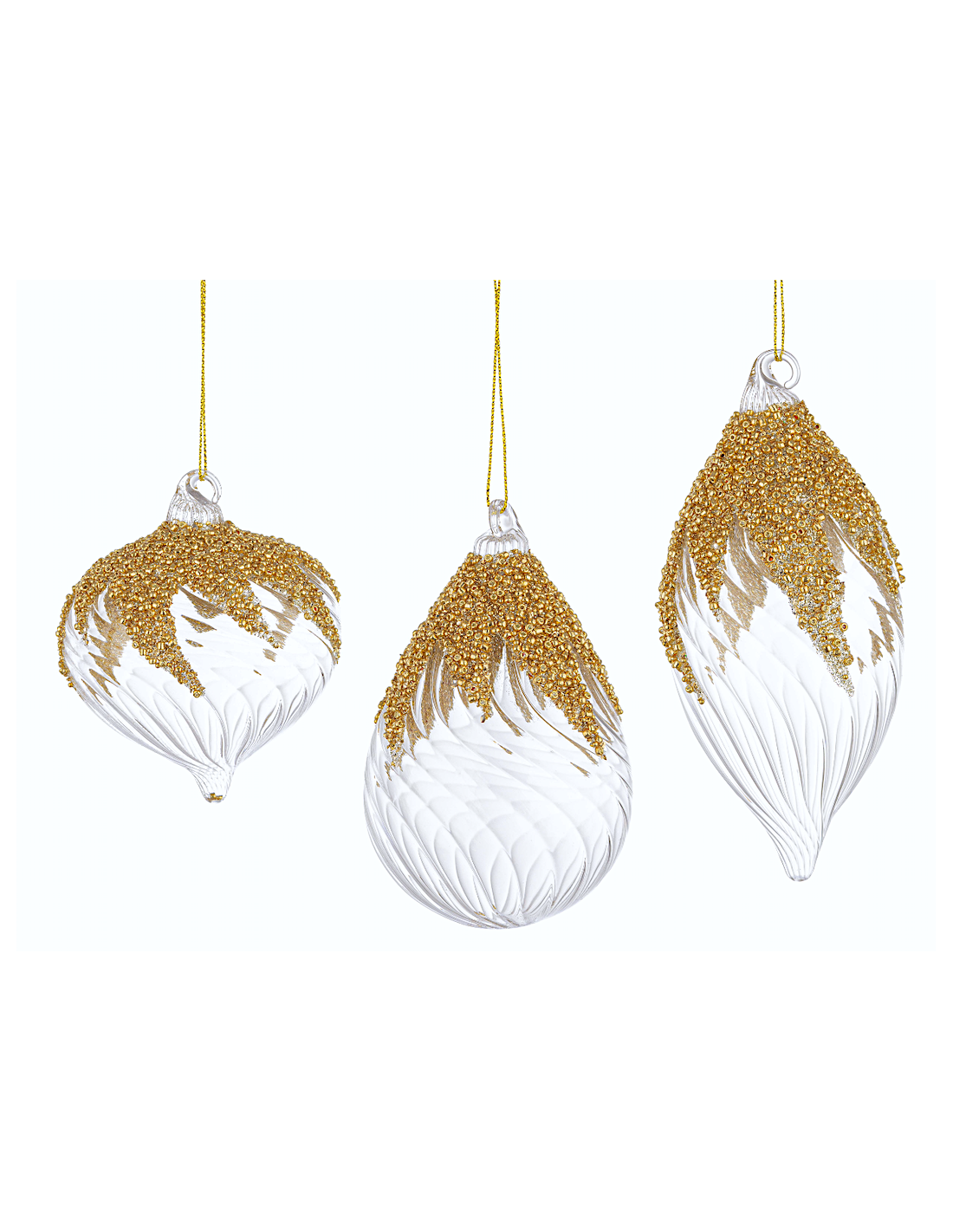 SFERE E PENDAGLI: vendita online Pendaglio Vortex trasparente in vetro assortito, decorazioni natalizie eleganti, addobbi lum...