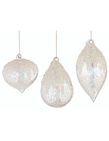 SFERE E PENDAGLI: vendita online Pendaglio Wink trasparente in vetro assortito, decorazioni natalizie eleganti, addobbi lumin...