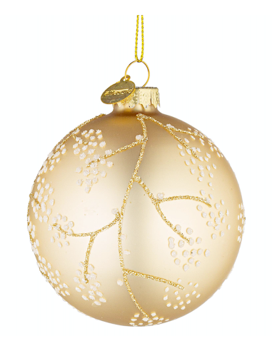SFERE E PENDAGLI: vendita online Sfera di Natale Floral Vetro 8cm Champagne – La Magia di Natale a casa tua in offerta