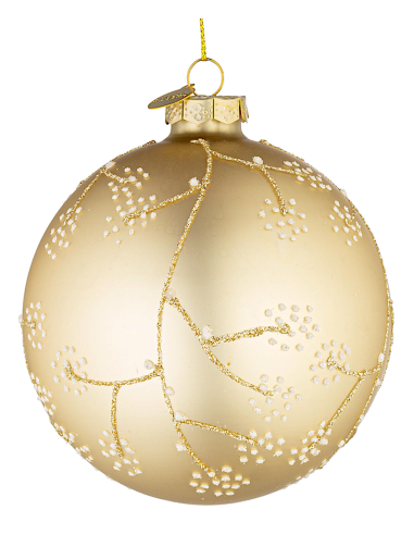 SFERE E PENDAGLI: vendita online Sfera di Natale Floral Vetro 10cm Champagne – La Magia di Natale a casa tua in offerta