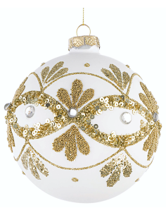 SFERE E PENDAGLI: vendita online Sfera di Natale Garish Vetro 10cm Bianco – La Magia di Natale a casa tua in offerta