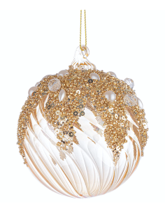 SFERA BEAUTIFY 8CM VETRO CHAMPAGNE/ORO