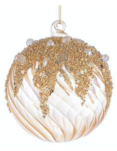 SFERE E PENDAGLI: vendita online Sfera di Natale Beautify Vetro 10cm Champagne/Oro – La Magia di Natale a casa tua in offerta