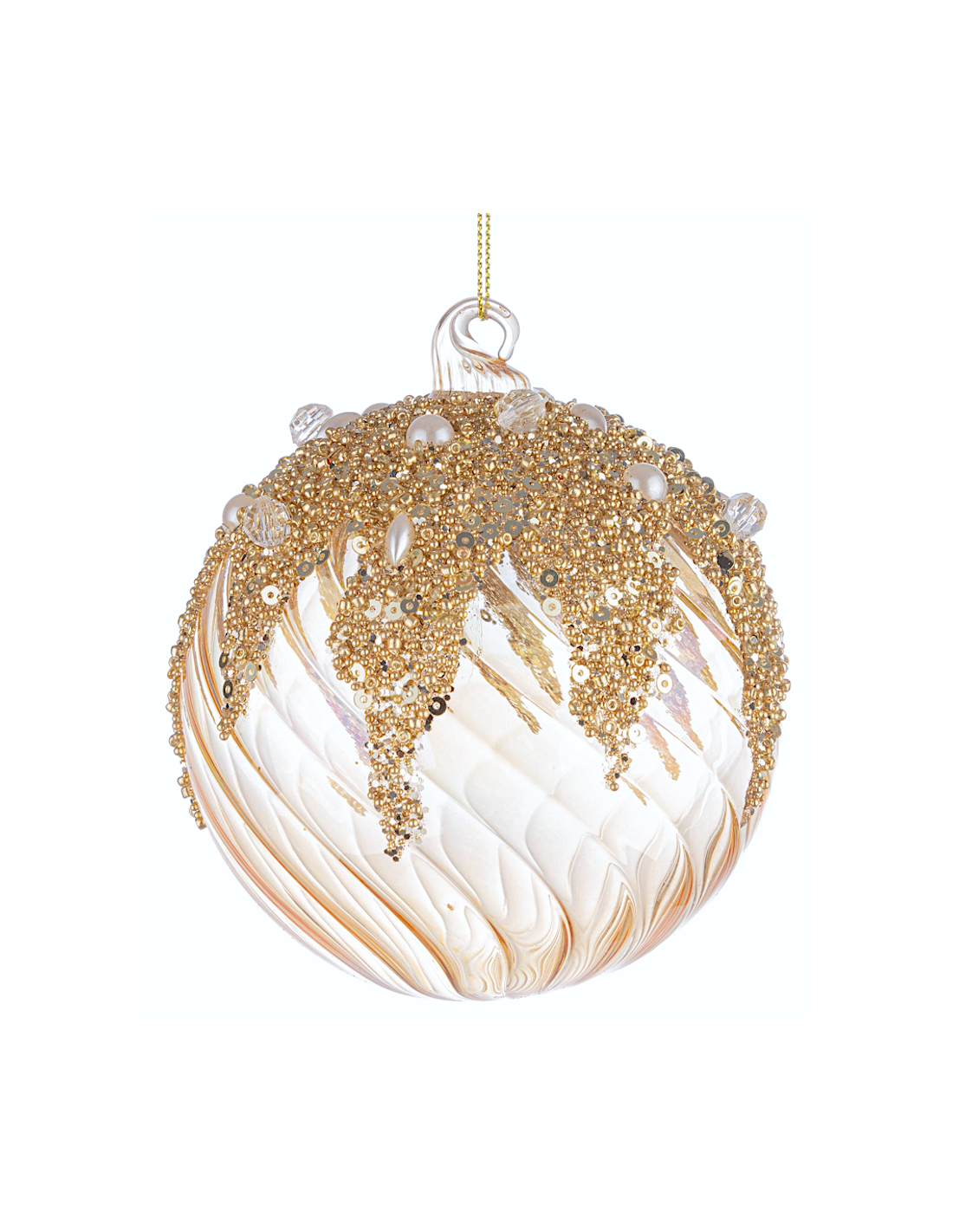 SFERE E PENDAGLI: vendita online Sfera di Natale Beautify Vetro 10cm Champagne/Oro – La Magia di Natale a casa tua in offerta