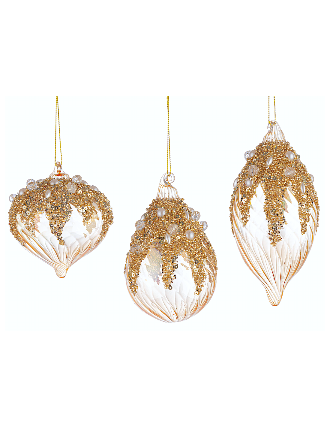 SFERE E PENDAGLI: vendita online Pendaglio Beautify champagne oro in vetro assortito, decorazioni natalizie eleganti, addobbi...