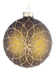 SFERE E PENDAGLI: vendita online Sfera di Natale Florid Vetro 10cm Verde Scuro – La Magia di Natale a casa tua in offerta