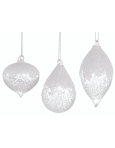 SFERE E PENDAGLI: vendita online Pendaglio Cheery trasparente in vetro assortito, decorazioni natalizie eleganti, addobbi lum...