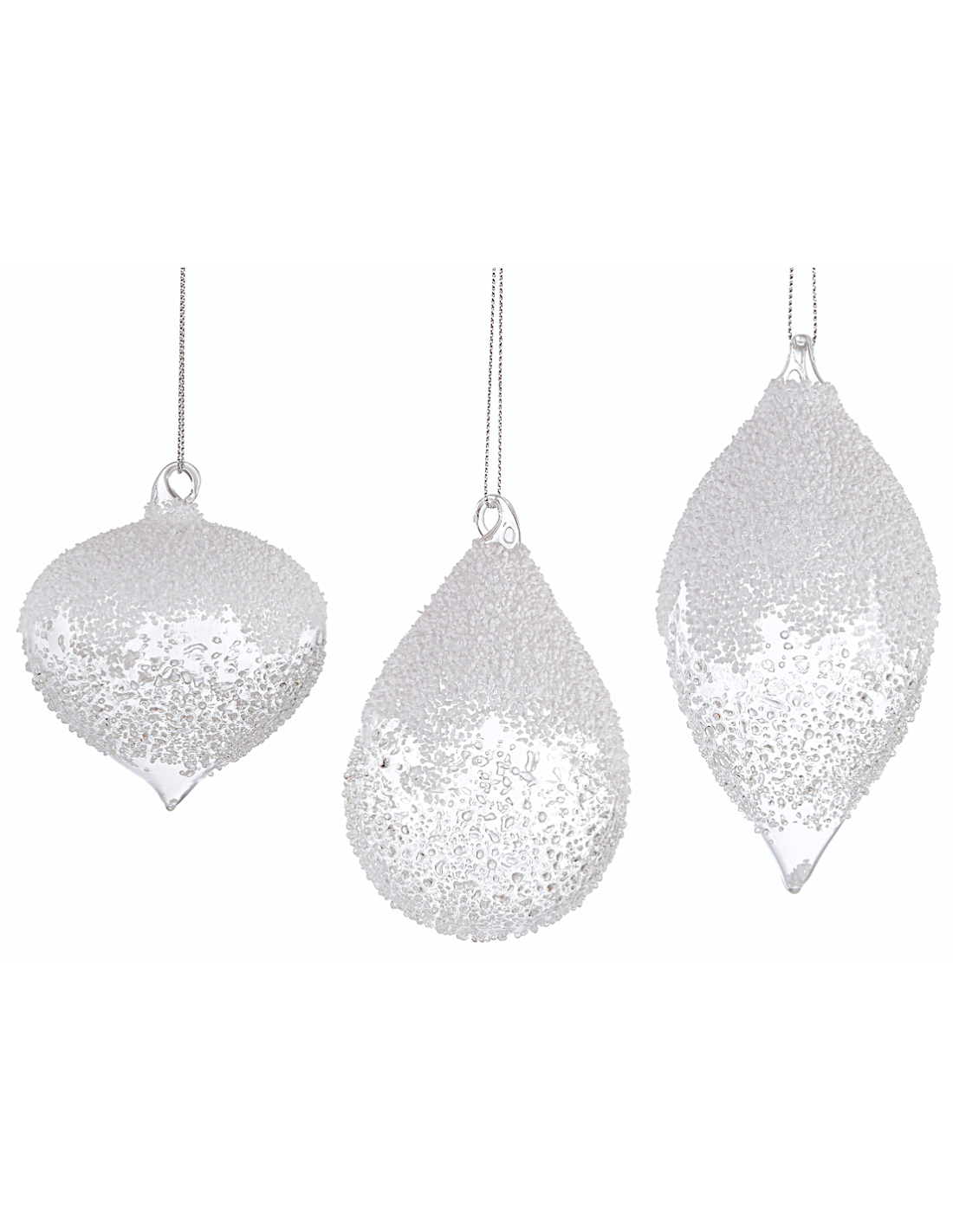 SFERE E PENDAGLI: vendita online Pendaglio Cheery trasparente in vetro assortito, decorazioni natalizie eleganti, addobbi lum...