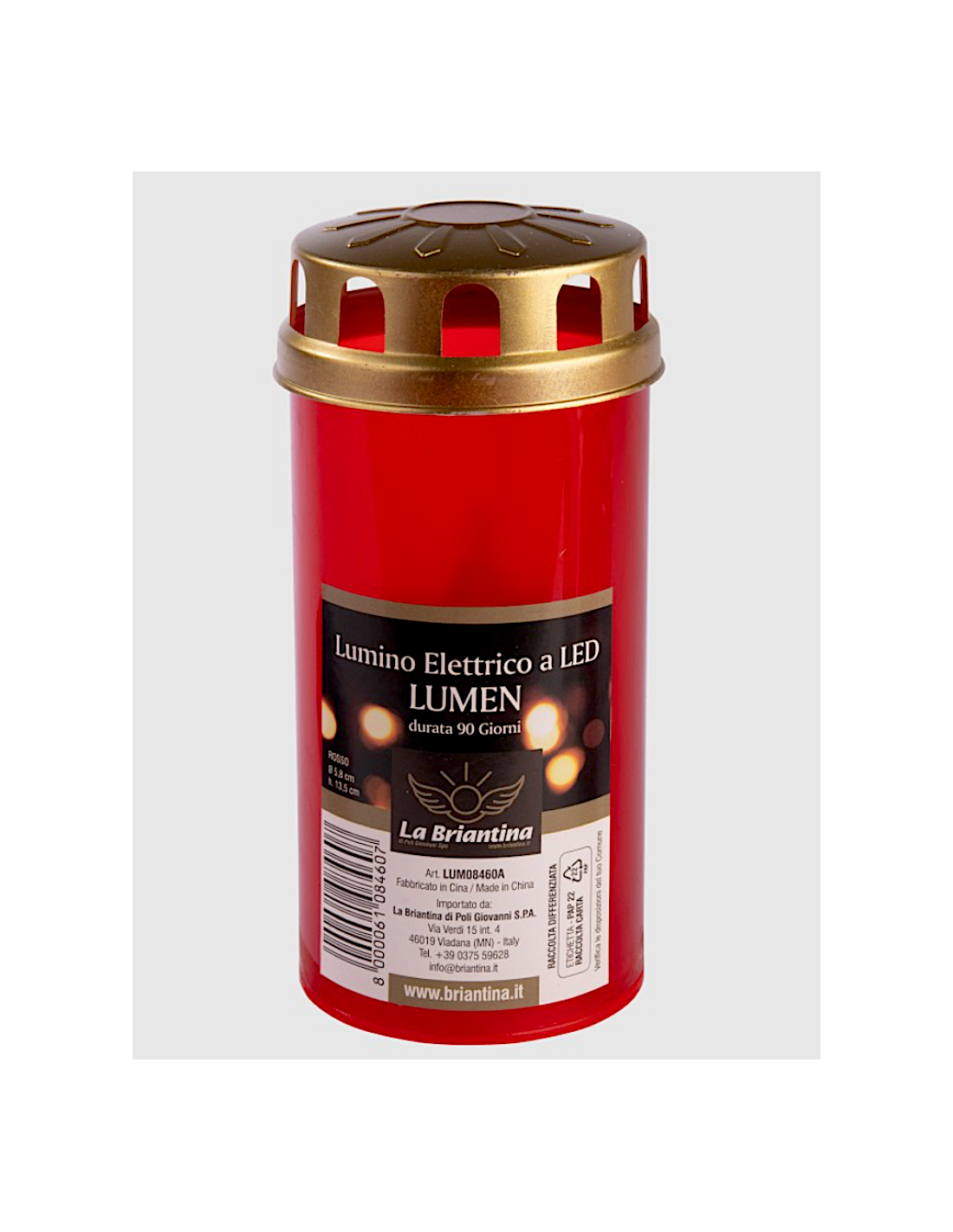 LUMINO VOTIVO ROSSO H13,5CM ELETTRICO A LED