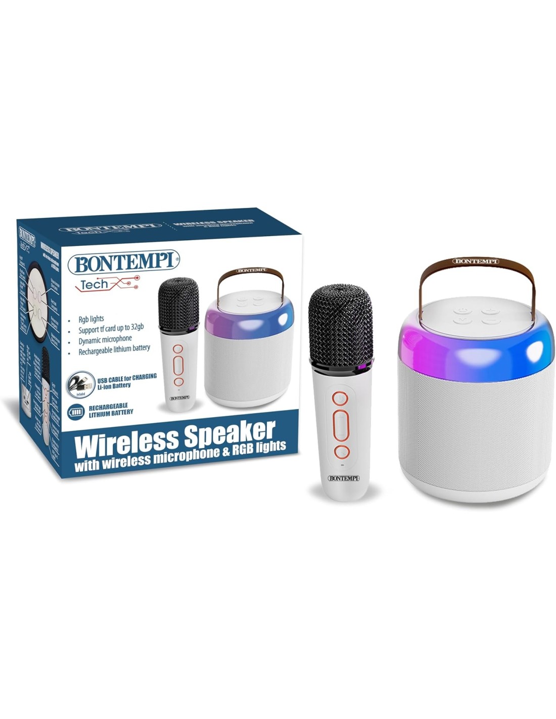 Cassa Acustica Wireless microfono luci RGB portatile | shopincasa.it