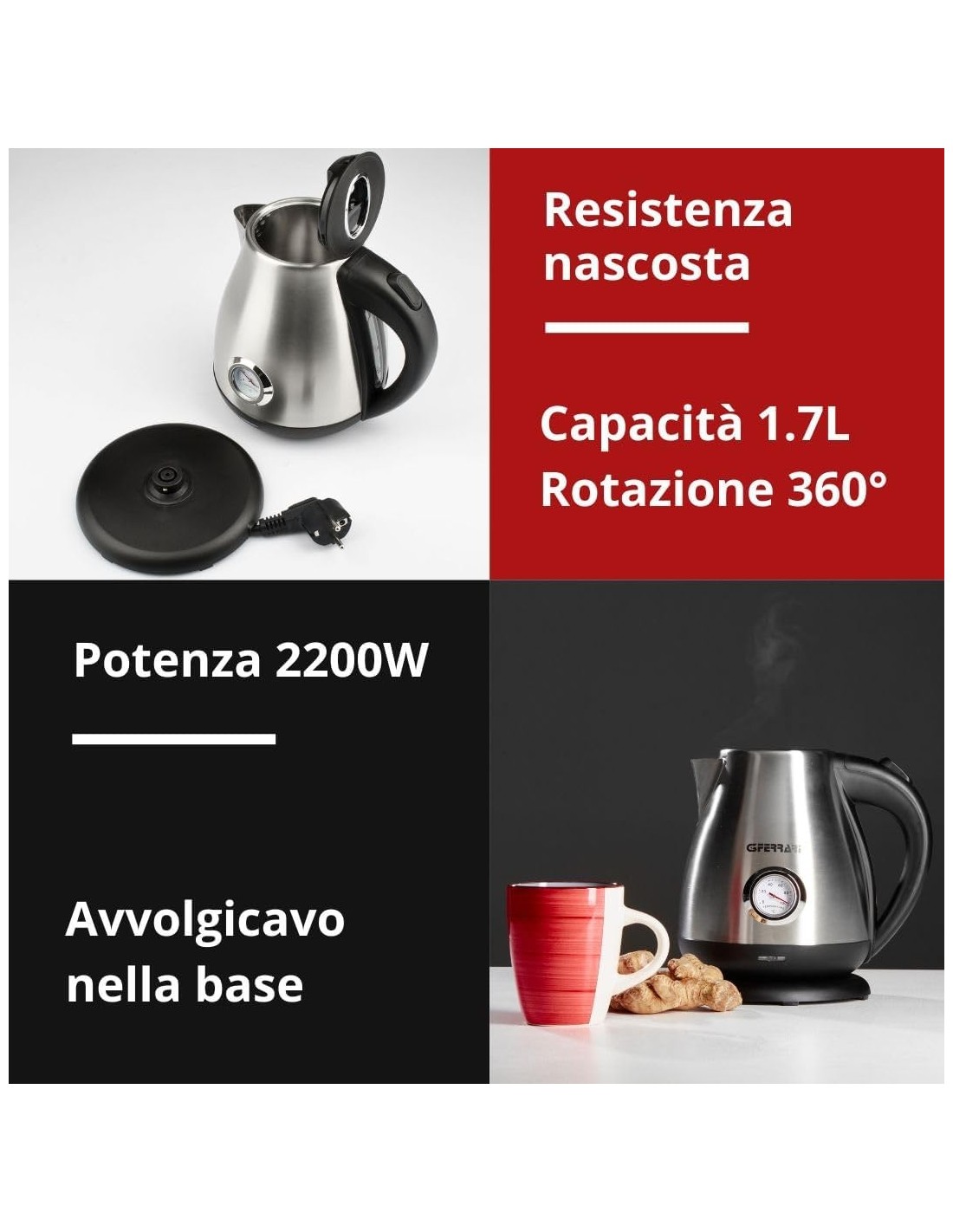 Bollitore Elettrico Rapido 1,7L G3 Ferrari | Shopincasa