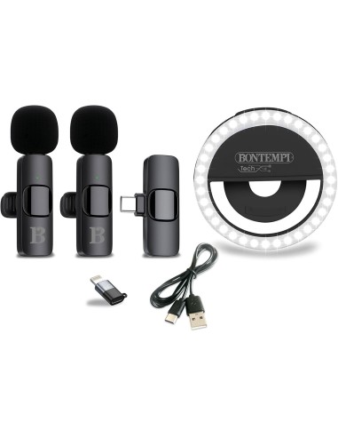 Coppia Microfoni Wireless anello di luce RGB | shopincasa.it