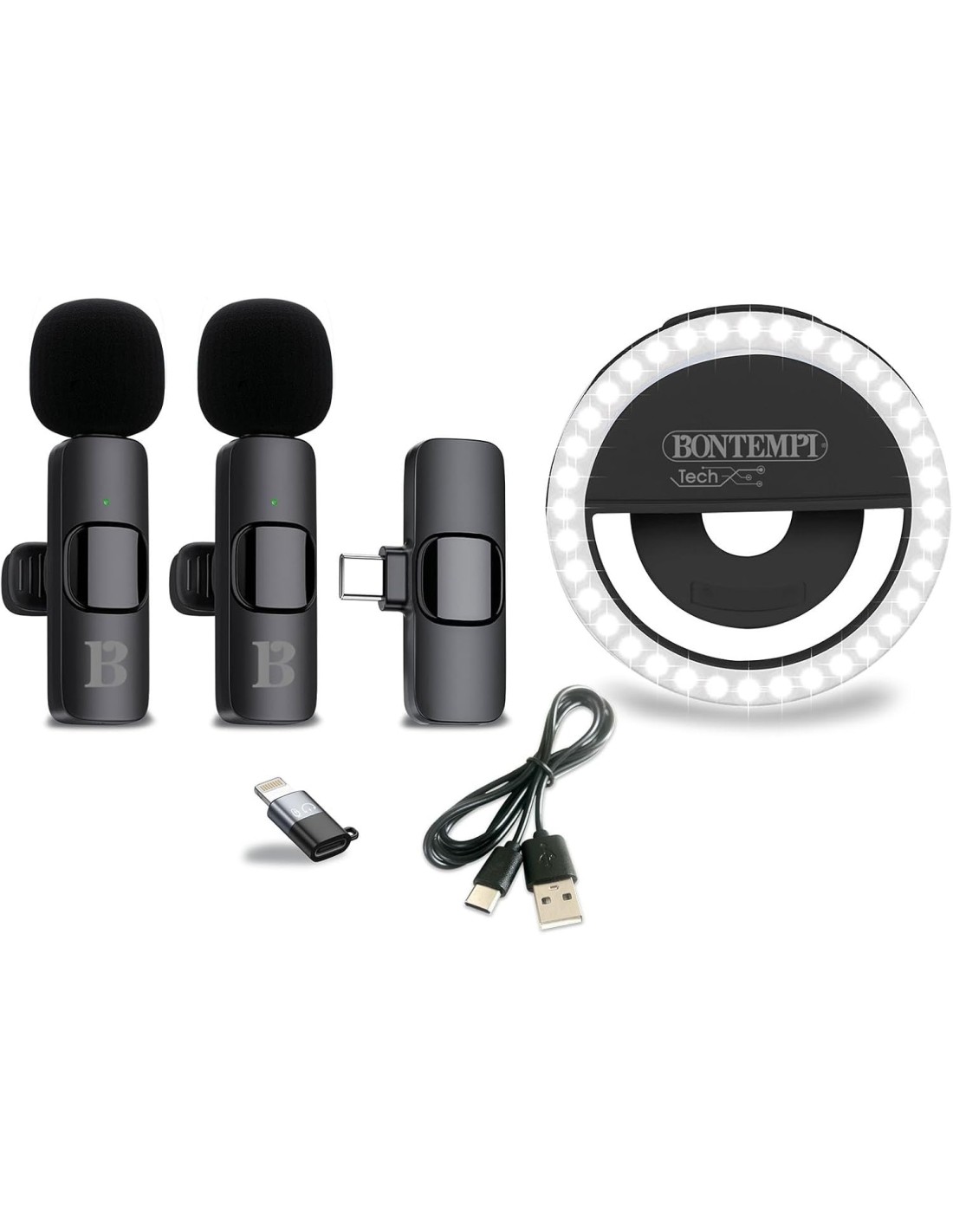 Coppia Microfoni Wireless anello di luce RGB | shopincasa.it