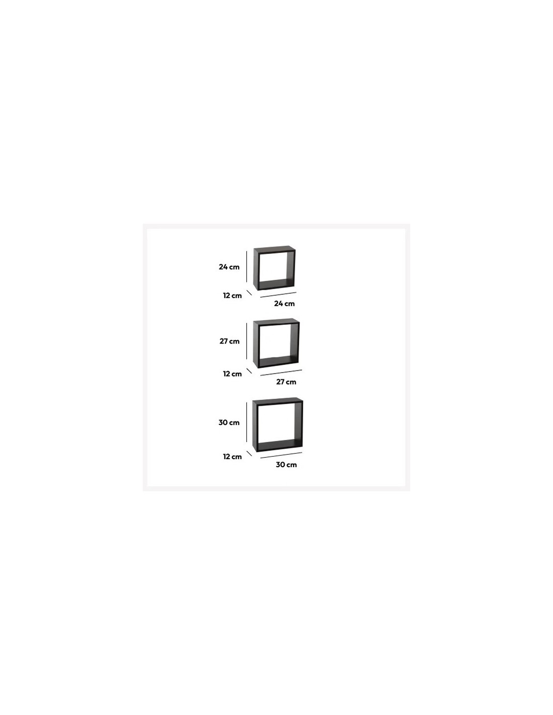 Set 3 Mensole a Muro a Cubo Grande Nere | Shopincasa