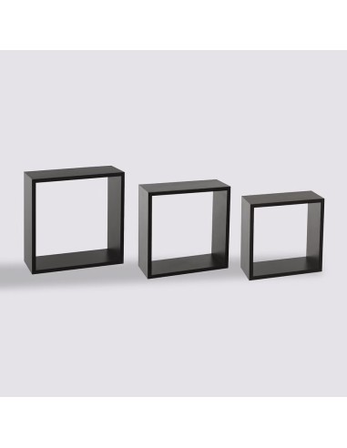 Set 3 Mensole a Muro a Cubo Grande Nere | Shopincasa