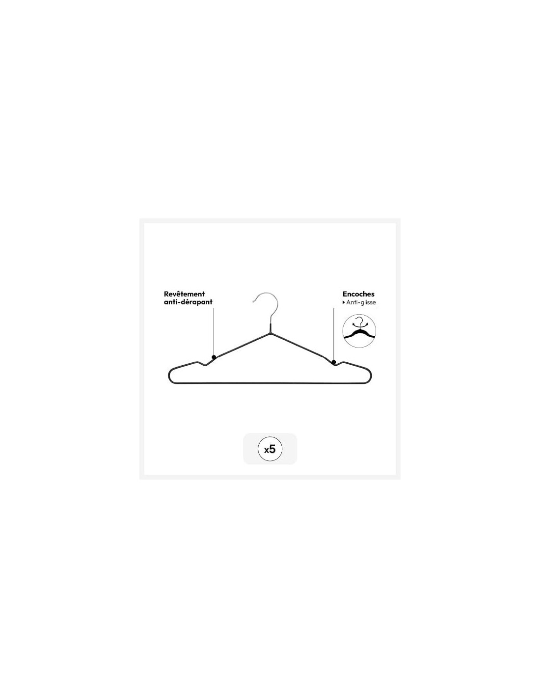 Set 5 Grucce Nero Antiscivolo 5Five | Shopincasa