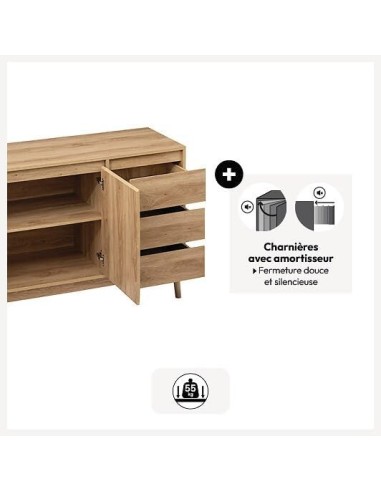 Credenza 5five Abana 3 Cassetti Effetto Rovere Naturale | Shopincasa.it